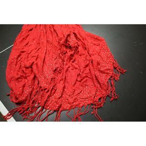 Red Scarf With Rhinestone Details